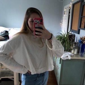 FREE PEOPLE WHITE TEXTURED BLOUSE